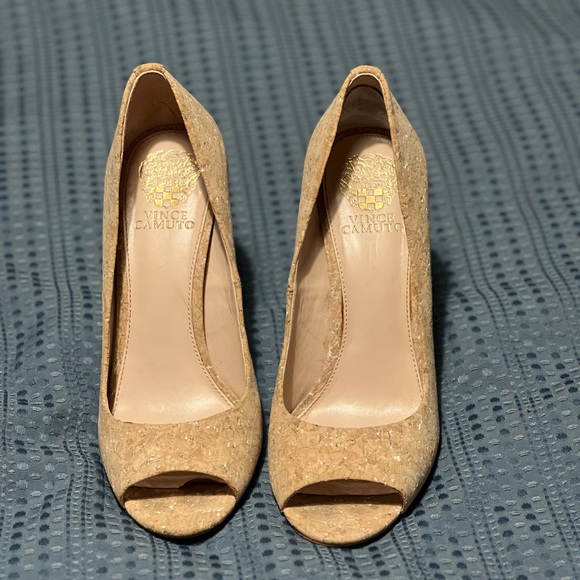 Vince Camuto Light Cork Open Toe Heels - Picture 3 of 8